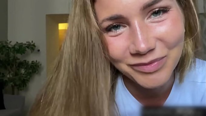 The Cute Russian Babe Plays With A Huge Dick