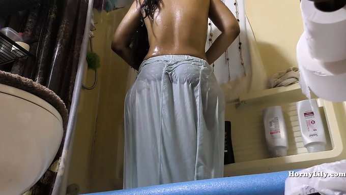 Hidden Camera Captures Indian Maid Cleaning And Showering In Hidden Bathroom