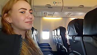 Teen Girl Gives A Steamy Blowjob And Handjob On An Airplane