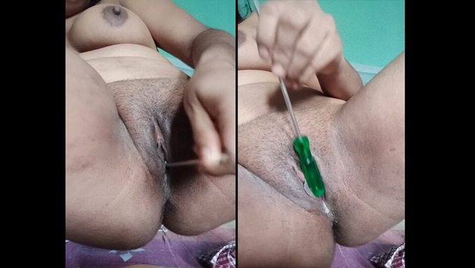 Big Natural Tits Indian Girl Pleasures Herself With A Screwdriver