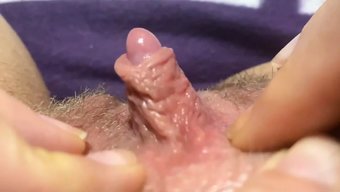 Finger Strokes Tease Then Jerk The Massive Clit To Orgasm
