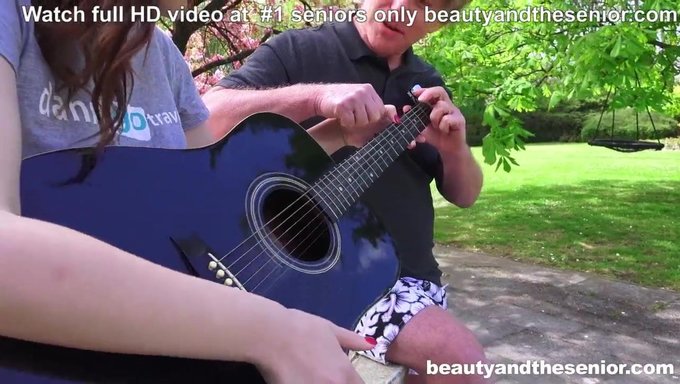 Grandpa And Beautiful Student Have An Amazing Piano Lesson