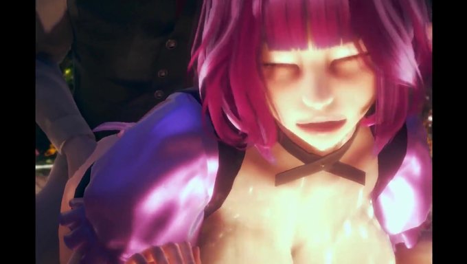 Japanese Maid With Big Tits Gets A Handjob In Monster Game
