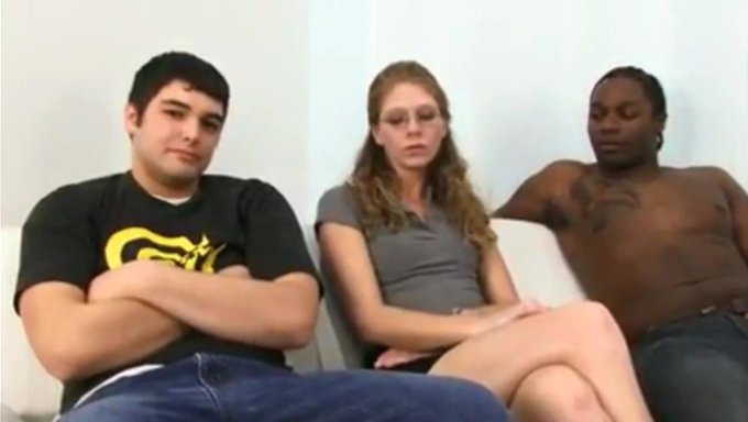 A Man Observes As His Slender Partner Engages In Sexual Intercourse With A Large Ebony Phallus.
