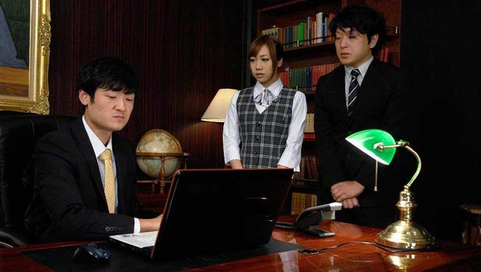 Amateur Japanese Secretary Gets A Wild Threesome In The Office